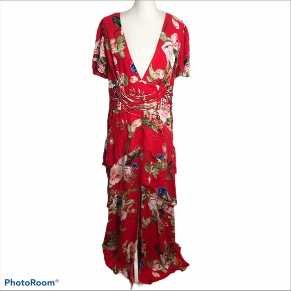 Afrm tiered ruffle maxi dress Clearance